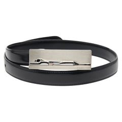 カルティエ パンテール ベルト ブラック シルバー レザー メタル メンズ CARTIER 【中古】