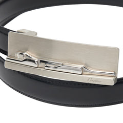 カルティエ パンテール ベルト ブラック シルバー レザー メタル メンズ CARTIER 【中古】