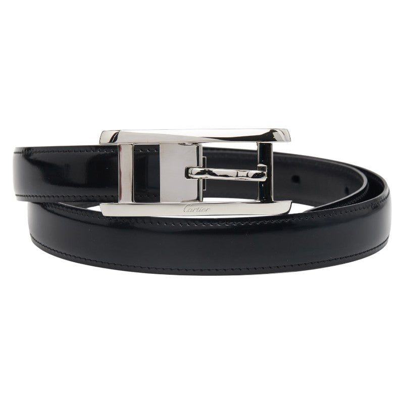 カルティエ ベルト ブラック シルバー レザー メタル メンズ CARTIER 【中古】