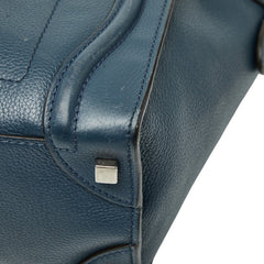 セリーヌ ラゲージ マイクロショッパー ハンドバッグ ネイビー ブルー レザー レディース CELINE 【中古】