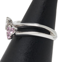 K18WG ホワイトゴールド ピンクサファイア0.11ct ダイヤ0.12ct ハート モチーフ リング 指輪 レディース 5号 【中古】