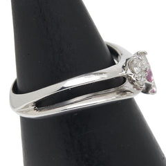 K18WG ホワイトゴールド ピンクサファイア0.11ct ダイヤ0.12ct ハート モチーフ リング 指輪 レディース 5号 【中古】