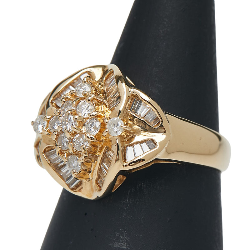 K18YG イエローゴールド ダイヤ1.00ct リング 指輪 レディース 13号 【中古】