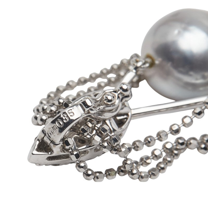 K18WG ホワイトゴールド ダイヤ0.35ct 白蝶真珠14～15mm 黒蝶真珠10～10.5mm ペンダントネックレス レディース 【中古】
