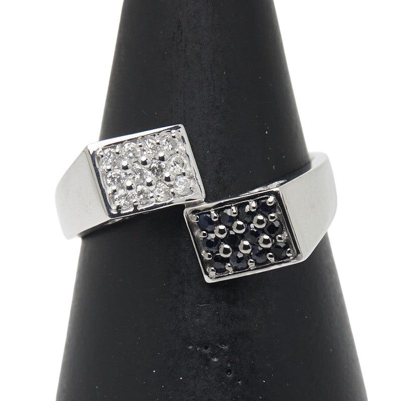 K18WG ホワイトゴールド ブラックダイヤ0.18ct ダイヤ0.12ct リング 指輪 レディース 11号 【中古】