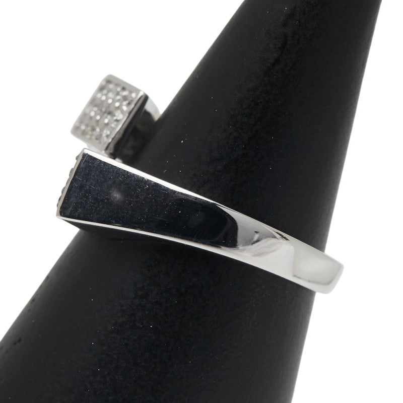 K18WG ホワイトゴールド ブラックダイヤ0.18ct ダイヤ0.12ct リング 指輪 レディース 11号 【中古】