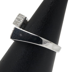K18WG ホワイトゴールド ブラックダイヤ0.18ct ダイヤ0.12ct リング 指輪 レディース 11号 【中古】
