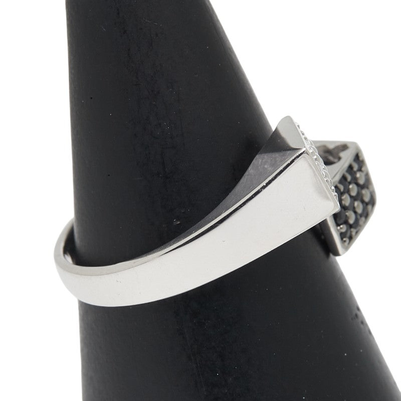 K18WG ホワイトゴールド ブラックダイヤ0.18ct ダイヤ0.12ct リング 指輪 レディース 11号 【中古】