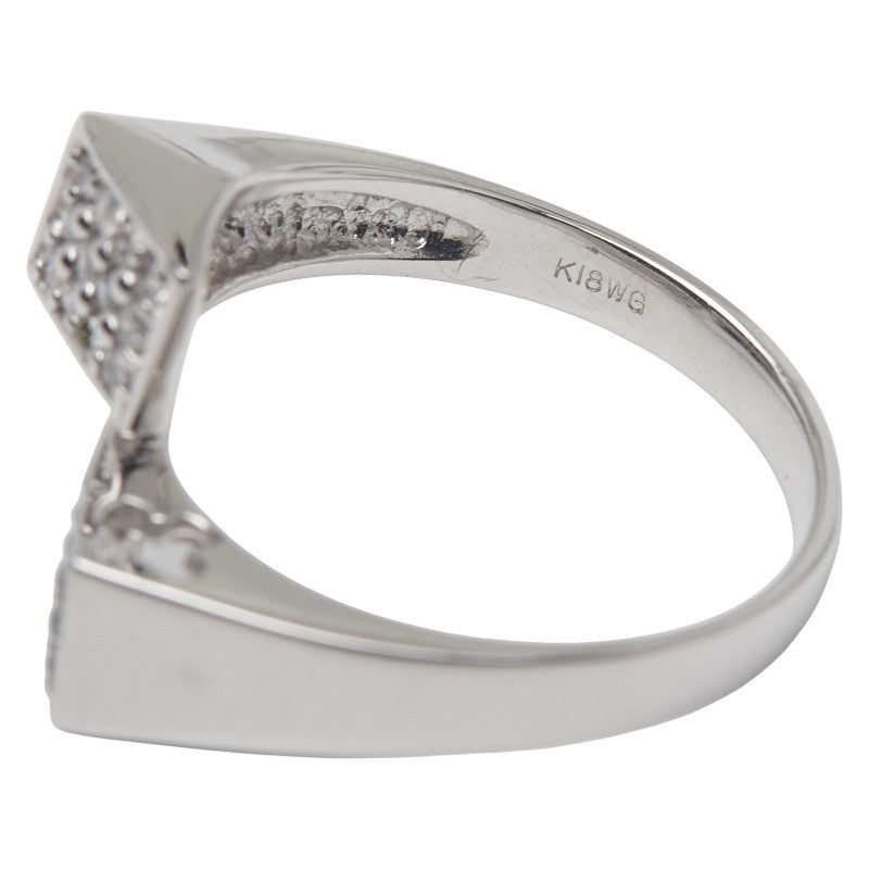 K18WG ホワイトゴールド ブラックダイヤ0.18ct ダイヤ0.12ct リング 指輪 レディース 11号 【中古】