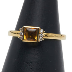 コムサ デ モード K18YG イエローゴールド シトリントパーズ ダイヤ0.04ct リング 指輪 レディース COMME CA DU MODE 14号 【中古】