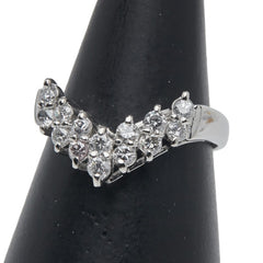 Pt900 プラチナ ダイヤ0.50ct Ｖ字 リング 指輪 レディース 11号 【中古】