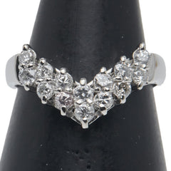 Pt900 プラチナ ダイヤ0.50ct Ｖ字 リング 指輪 レディース 11号 【中古】