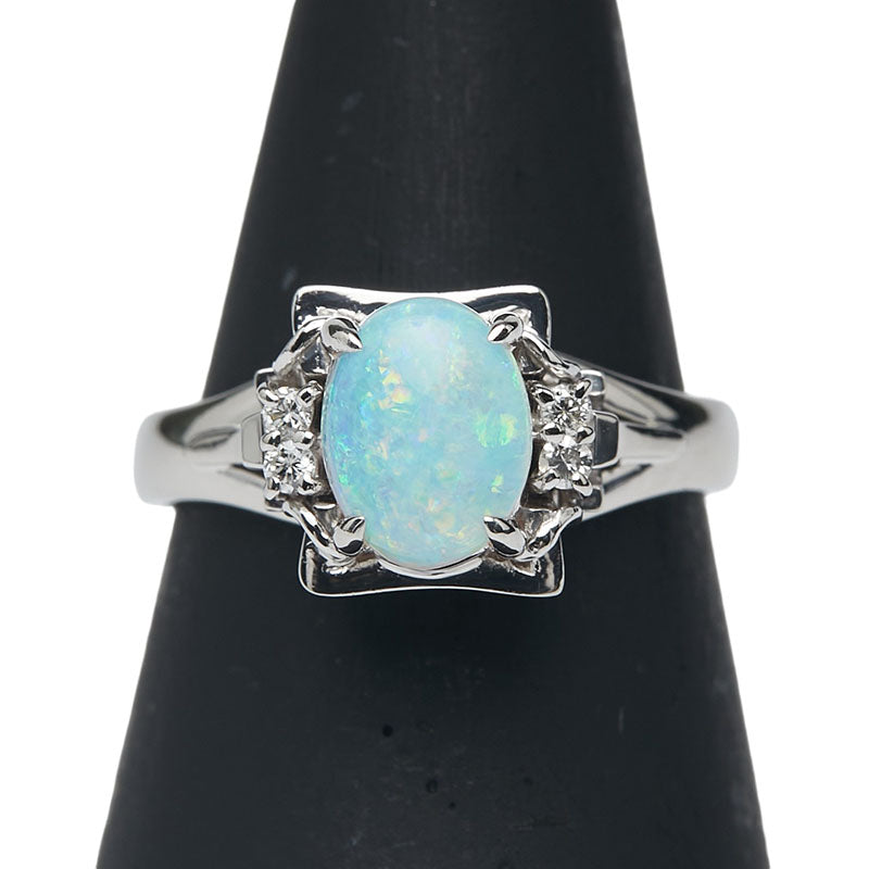 Pt900 プラチナ オパール0.80ct ダイヤ0.07ct リング 指輪 レディース 12号 【中古】