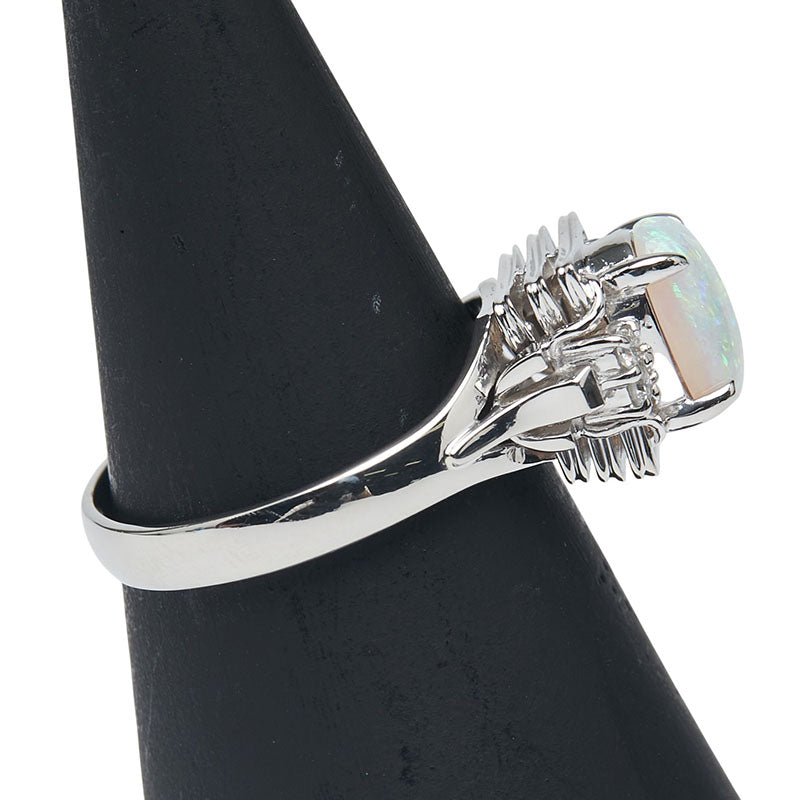 Pt900 プラチナ オパール0.80ct ダイヤ0.07ct リング 指輪 レディース 12号 【中古】