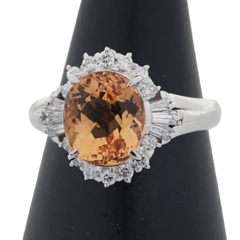 Pt900 プラチナ インペリアルトパーズ2.40ct ダイヤ0.41ct リング 指輪 レディース 11号 【中古】