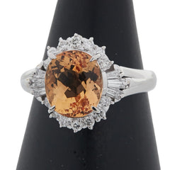 Pt900 プラチナ インペリアルトパーズ2.40ct ダイヤ0.41ct リング 指輪 レディース 11号 【中古】