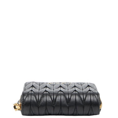 ミュウミュウ マテラッセ 二つ折り財布 ブラック レザー レディース MIUMIU 【中古】