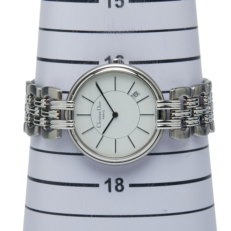 ディオール バギラ 腕時計 D65-100 クオーツ ホワイト文字盤 ステンレススチール レディース Dior 【中古】