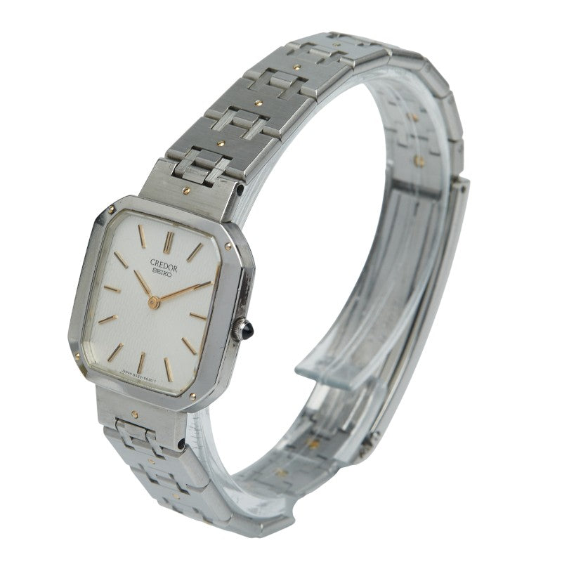セイコー クレドール 腕時計 クオーツ ホワイト文字盤 ステンレススチール レディース SEIKO 【中古】