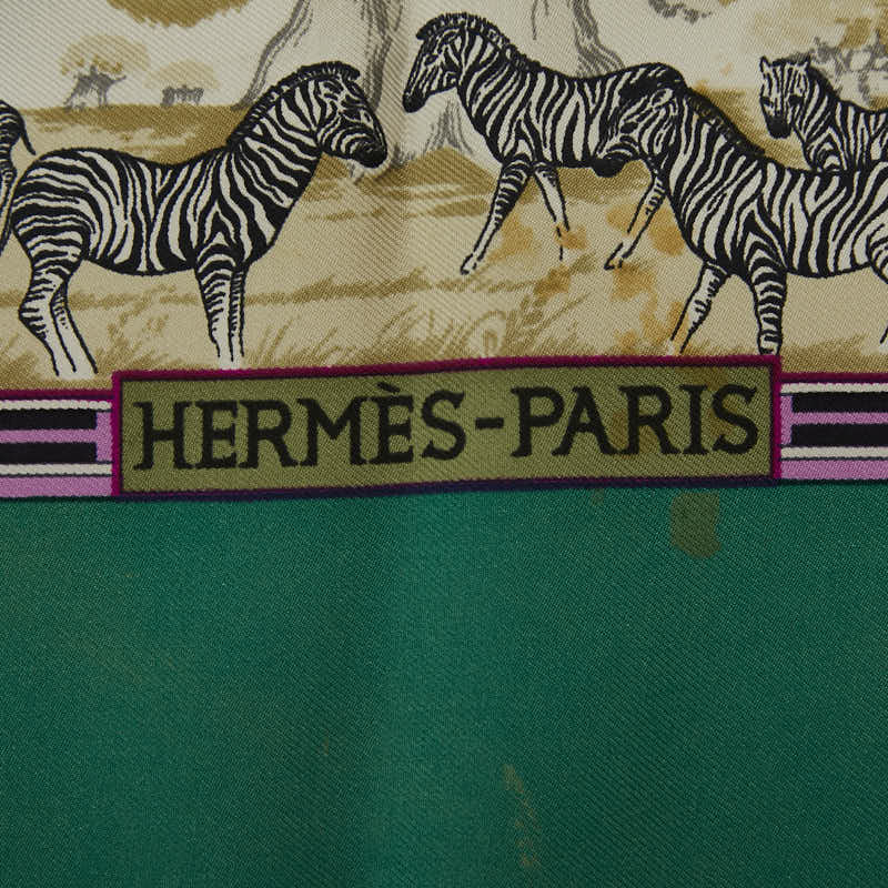 エルメス カレ90 TROPIQUES トロピック スカーフ グリーン マルチカラー シルク レディース HERMES 【中古】