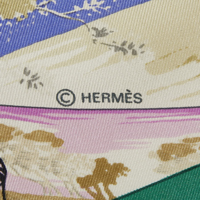 エルメス カレ90 TROPIQUES トロピック スカーフ グリーン マルチカラー シルク レディース HERMES 【中古】