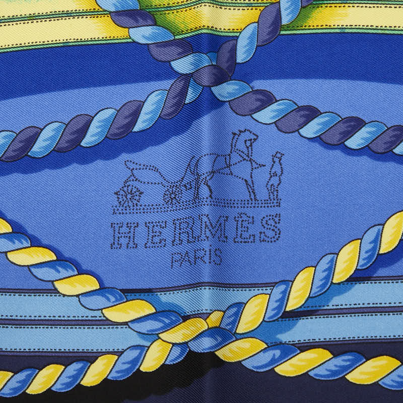 エルメス カレ90 GRANDE TENUE 馬の礼装 スカーフ ブルー マルチカラー レディース HERMES 【中古】