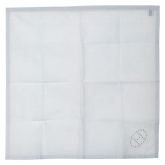 エルメス Hロゴ 刺繍 ハンカチ ライトブルー コットン レディース HERMES 【中古】