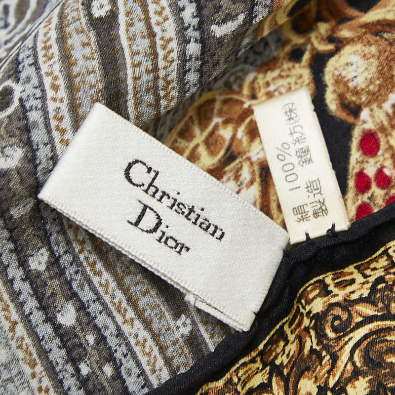 ディオール 総柄 スカーフ ブラック マルチカラー シルク レディース Dior 【中古】