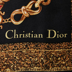 ディオール 総柄 スカーフ ブラック マルチカラー シルク レディース Dior 【中古】