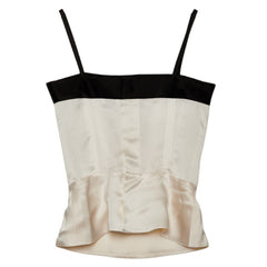 シャネル リボン キャミソール ベージュ ブラック レディース CHANEL 【中古】