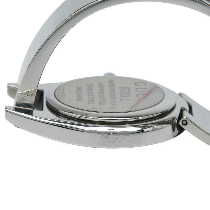 グッチ 腕時計 バングルウォッチ 6700L クオーツ ブラック文字盤 ステンレススチール レディース GUCCI 【中古】
