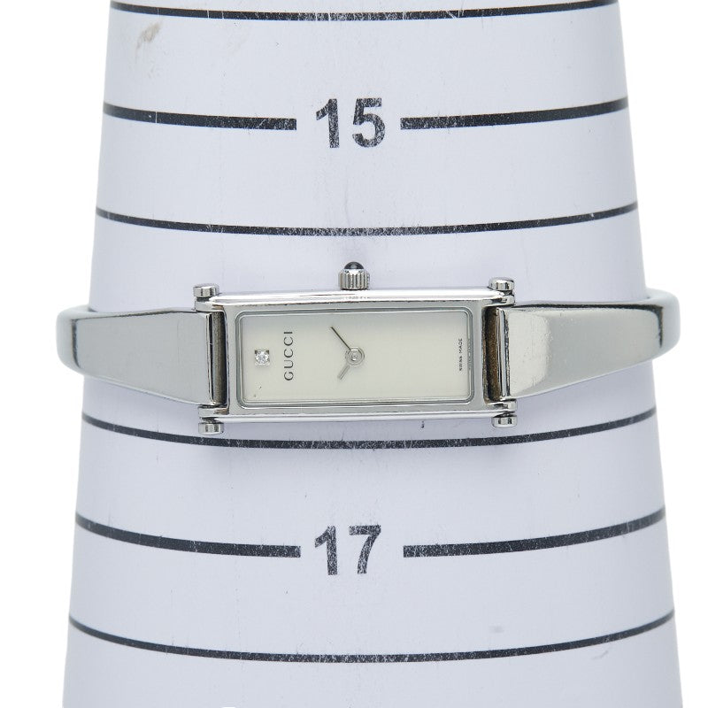 グッチ 1Pダイヤ 腕時計 バングルウォッチ 1500L クオーツ シルバー文字盤 ステンレススチール レディース GUCCI 【中古】