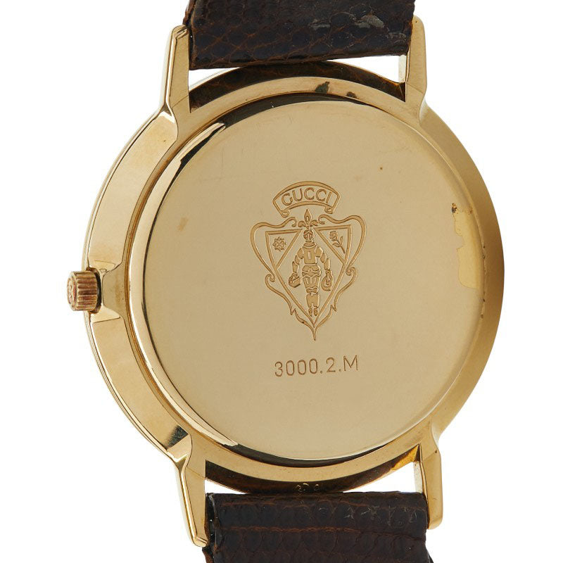 グッチ 腕時計 3000.2.M クオーツ ゴールド文字盤 ステンレススチール レザー メンズ GUCCI 【中古】