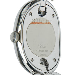 グッチ マリーナチェーン 3Pダイヤ 腕時計 121.3 クオーツ ブラック文字盤 ステンレススチール レディース GUCCI 【中古】