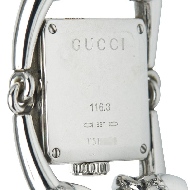 グッチ シニョーリア 腕時計 116.3 クオーツ ホワイト文字盤 ステンレススチール レディース GUCCI 【中古】