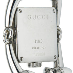 グッチ シニョーリア 腕時計 116.3 クオーツ ホワイト文字盤 ステンレススチール レディース GUCCI 【中古】