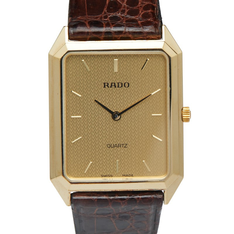 ラドー 腕時計 クオーツ ゴールド文字盤 ステンレススチール レザー レディース RADO 【中古】
