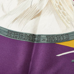 エルメス カレ90 CHIENS AU RAPPORT 猟犬 スカーフ パープル マルチカラー レディース HERMES 【中古】