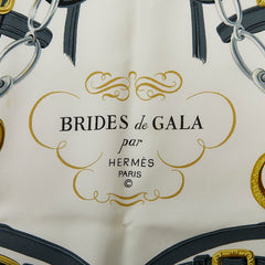 エルメス カレ90 BRIDES de GALA 式典用の馬勒 スカーフ ライトブルー マルチカラー シルク レディース HERMES 【中古】