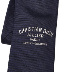 ディオール ロゴ ネクタイ ネイビー シルク メンズ Dior 【中古】