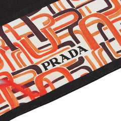プラダ 総柄 スキニースカーフ ブラック マルチカラー シルク レディース PRADA 【中古】