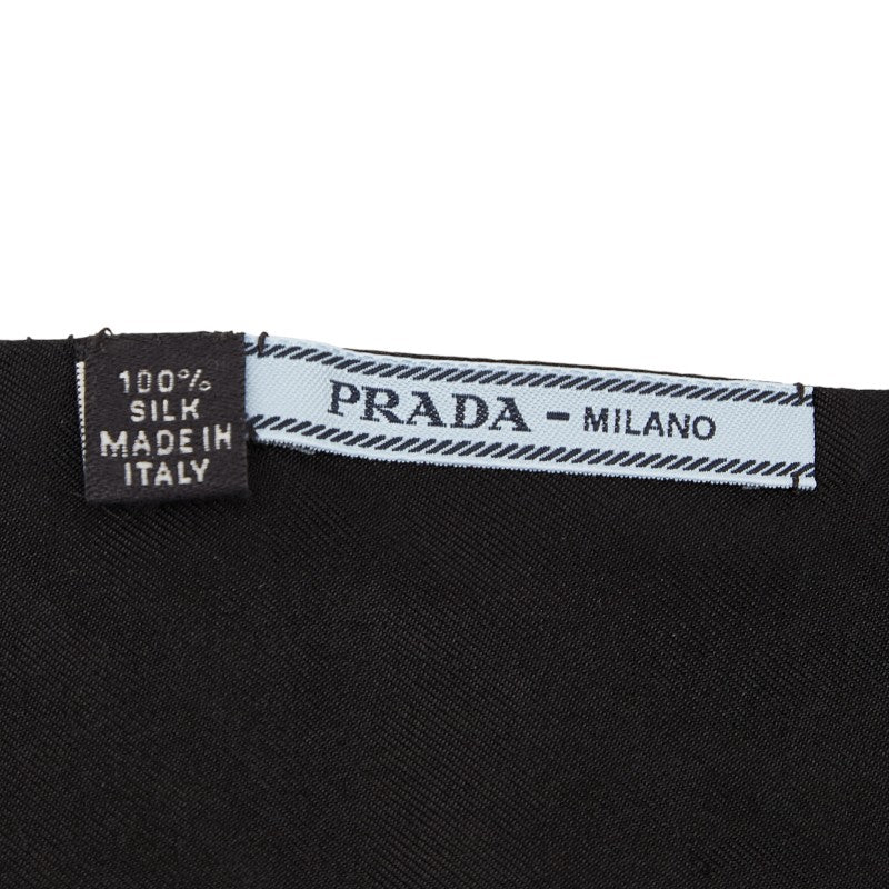 プラダ 総柄 スキニースカーフ ブラック マルチカラー シルク レディース PRADA 【中古】