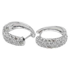 K18WG ホワイトゴールド ダイヤ1.00ct フープ ピアス レディース 【中古】