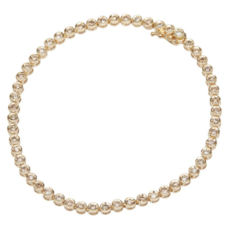 K18YG イエローゴールド ダイヤ1.00ct テニスチェーン ブレスレット レディース 【中古】