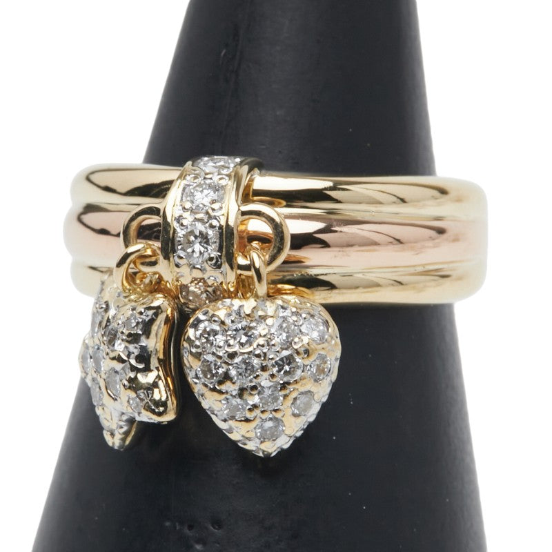 K18YG イエローゴールド K18PG ピンクゴールド ダイヤ0.30ct ハート スター 星 モチーフ リング 指輪 レディース 6.5号 【中古】