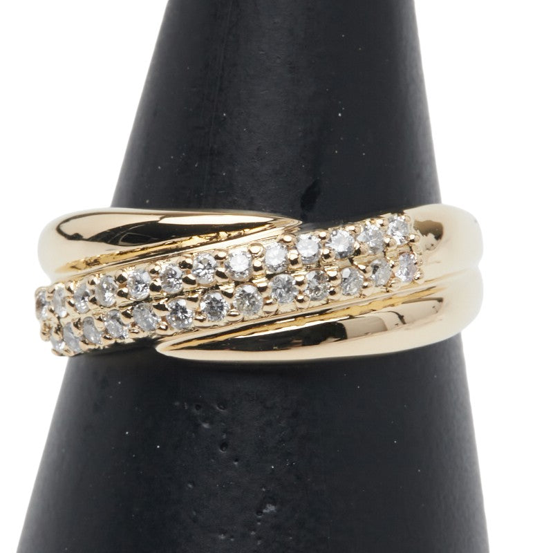 K18YG イエローゴールド ダイヤ0.31ct リング 指輪 レディース 16号 【中古】