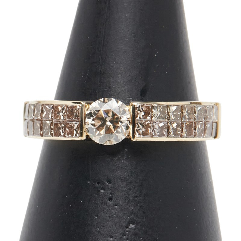 K18YG イエローゴールド ダイヤ0.40ct ダイヤ0.80ct リング 指輪 レディース 13号 【中古】