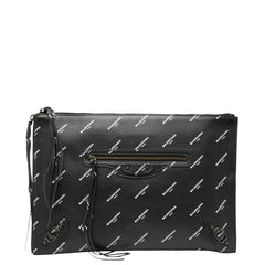 バレンシアガ ロゴプリント クラッチバッグ 362967 ブラック レザー レディース BALENCIAGA 【中古】