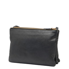 セリーヌ トリオ ラージ ショルダーバッグ ブラック レザー レディース CELINE 【中古】