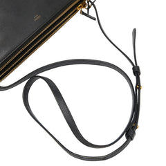 セリーヌ トリオ ラージ ショルダーバッグ ブラック レザー レディース CELINE 【中古】